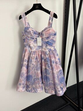 Zimmermann Floral Strapless Sundress Purple Waist Cinched，